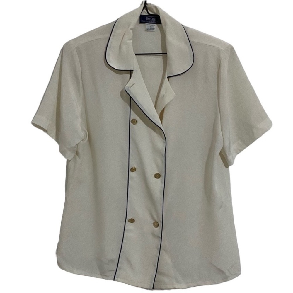 Vintage Sailor Short Sleeve Button Down Blouse